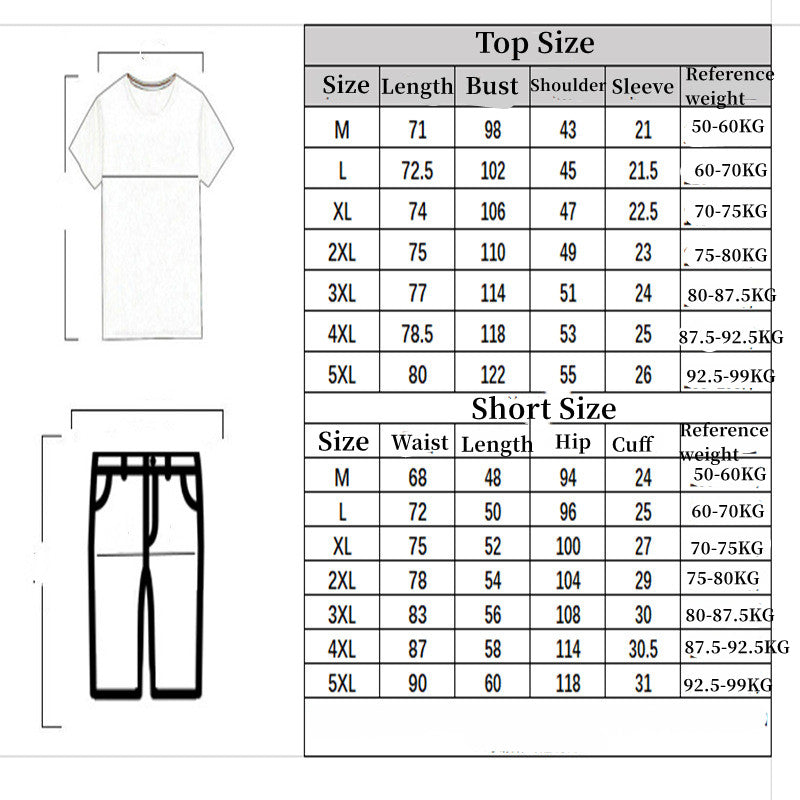 Mens 2pcs Sweat Short and T-shirt