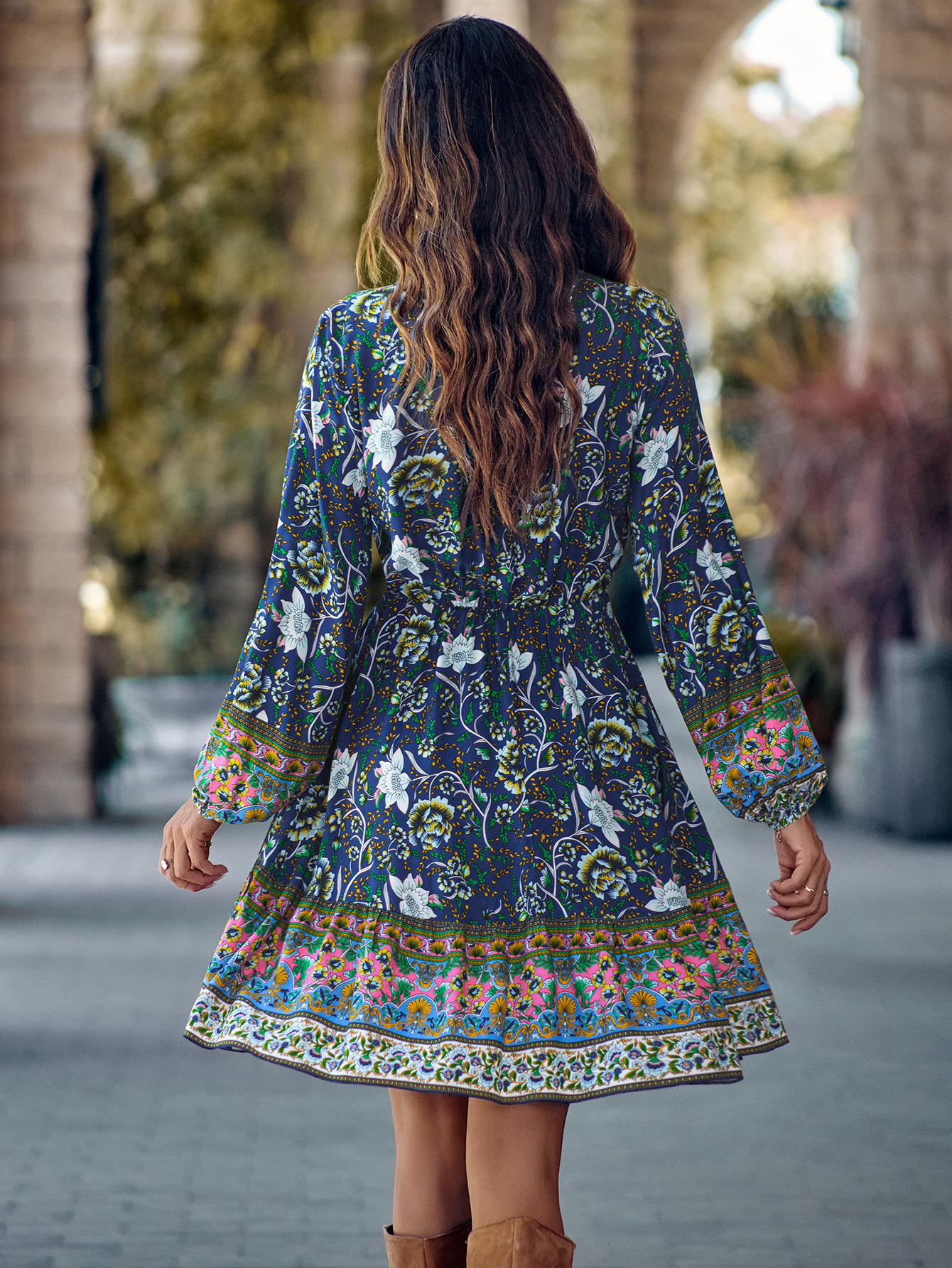 V-neck Long Sleeve Women&