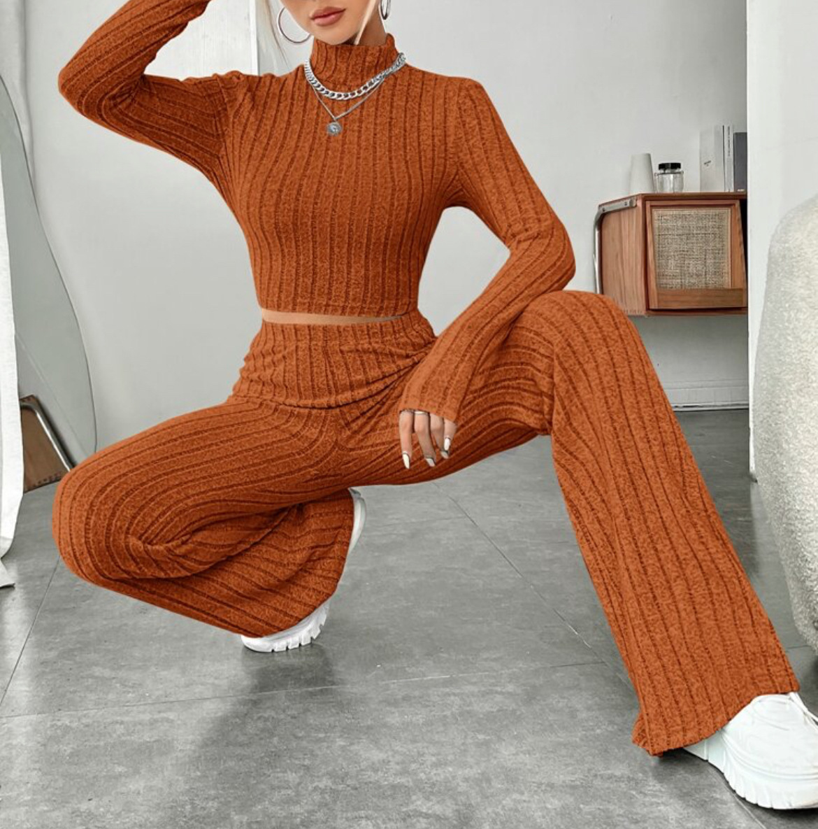 Ribbed Soft Style Two Pcs Co-Ord