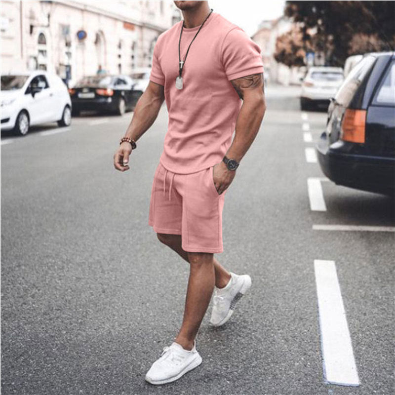 Mens 2pcs Sweat Short and T-shirt