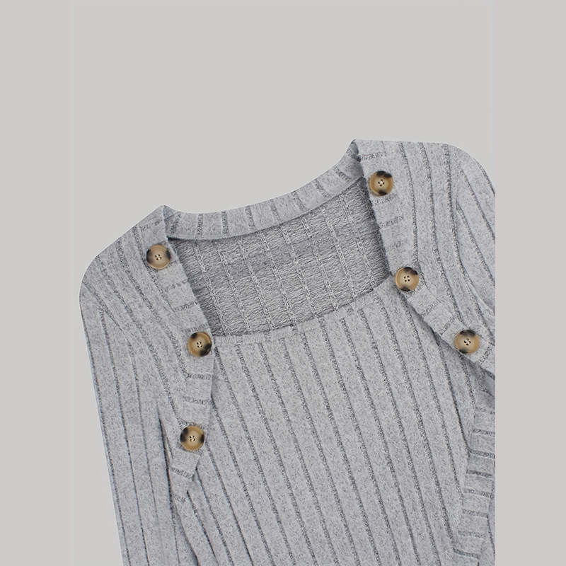Woman Square-neck Off-shoulder Slit Sweater