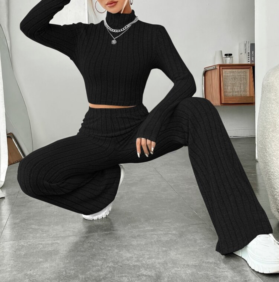 Ribbed Soft Style Two Pcs Co-Ord