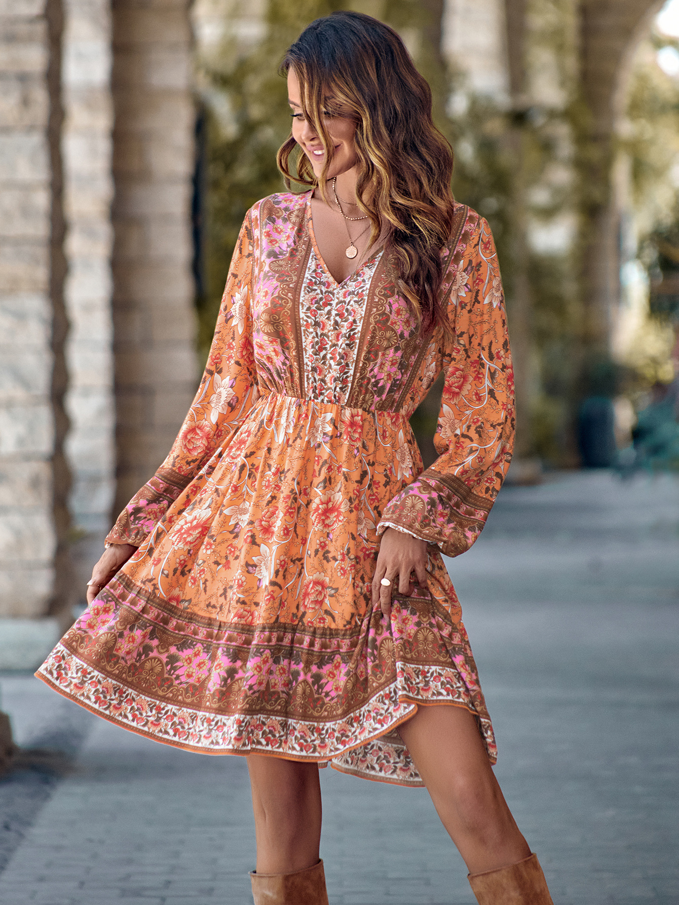 V-neck Long Sleeve Women&