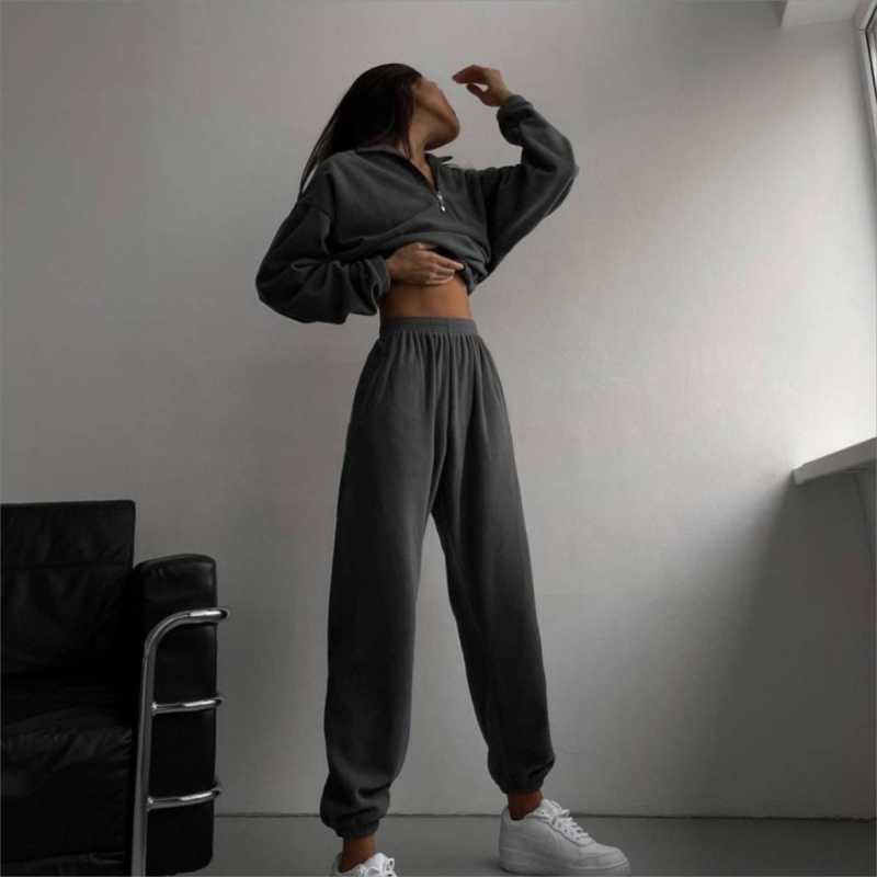 Fleece Style Sweatshirt & Jogger 2Pcs