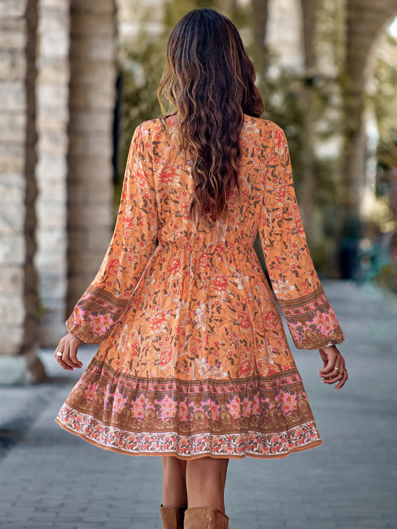 V-neck Long Sleeve Women&