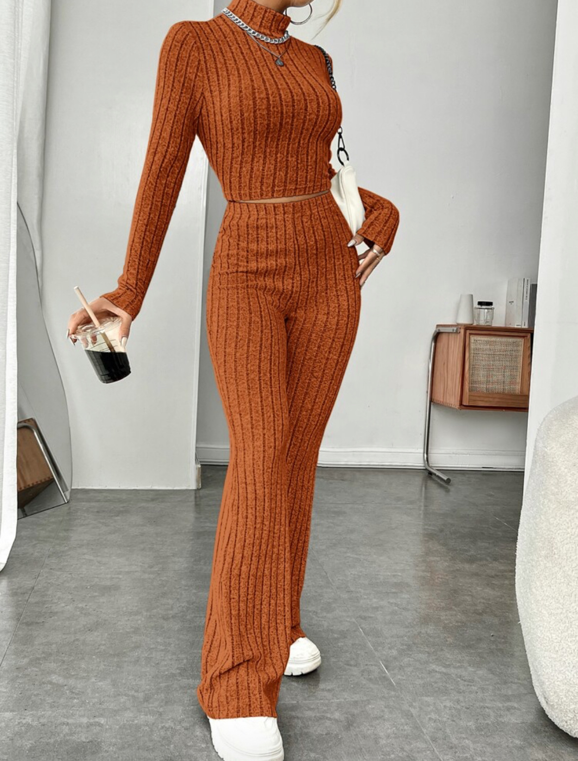 Ribbed Soft Style Two Pcs Co-Ord