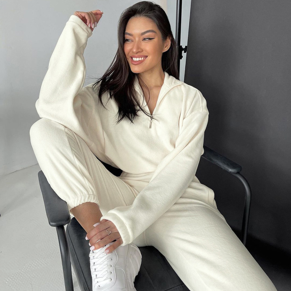 Fleece Style Sweatshirt & Jogger 2Pcs
