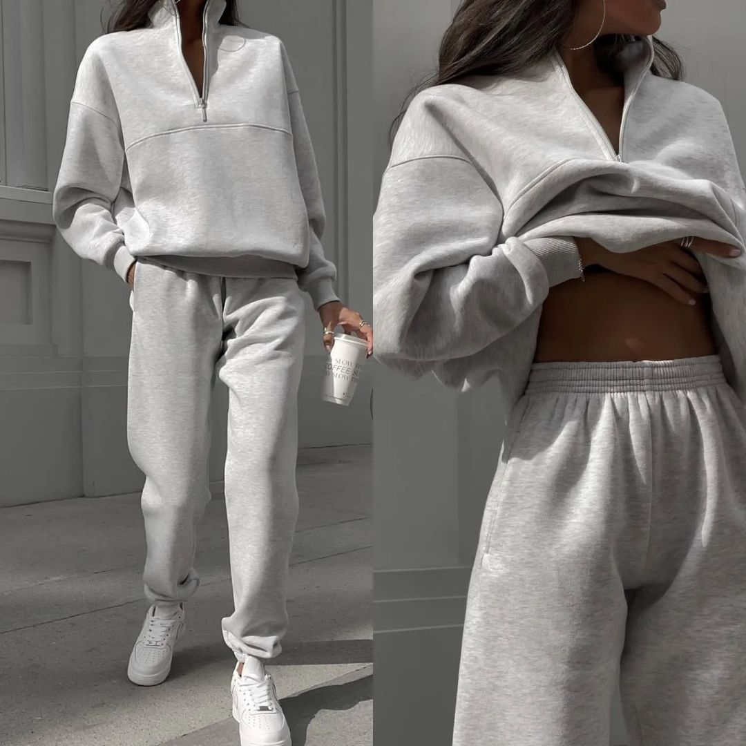 Cosy 2pcs 1/2 Zip Sweatshirt And Joggers Set