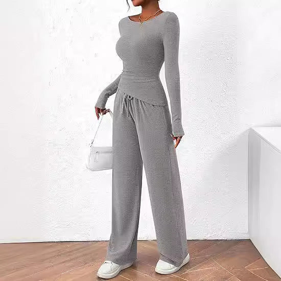 2PCS Long Sleeve, wide leg loungewear