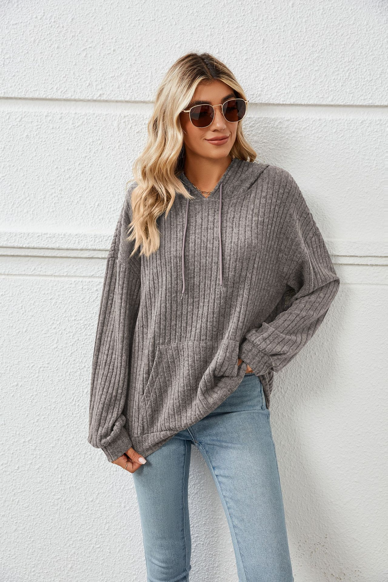 Hooded Ribbed Jumper