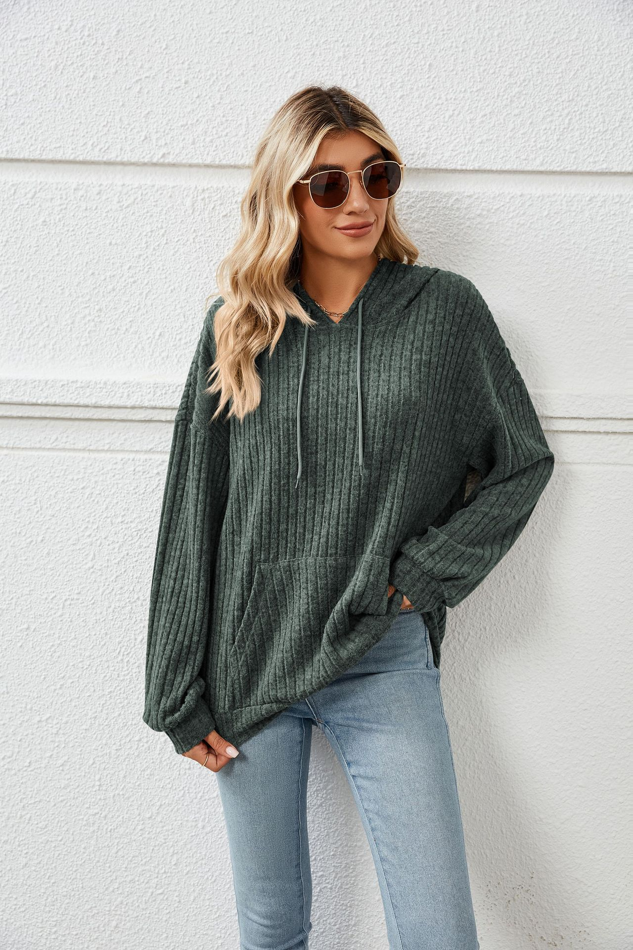 Hooded Ribbed Jumper