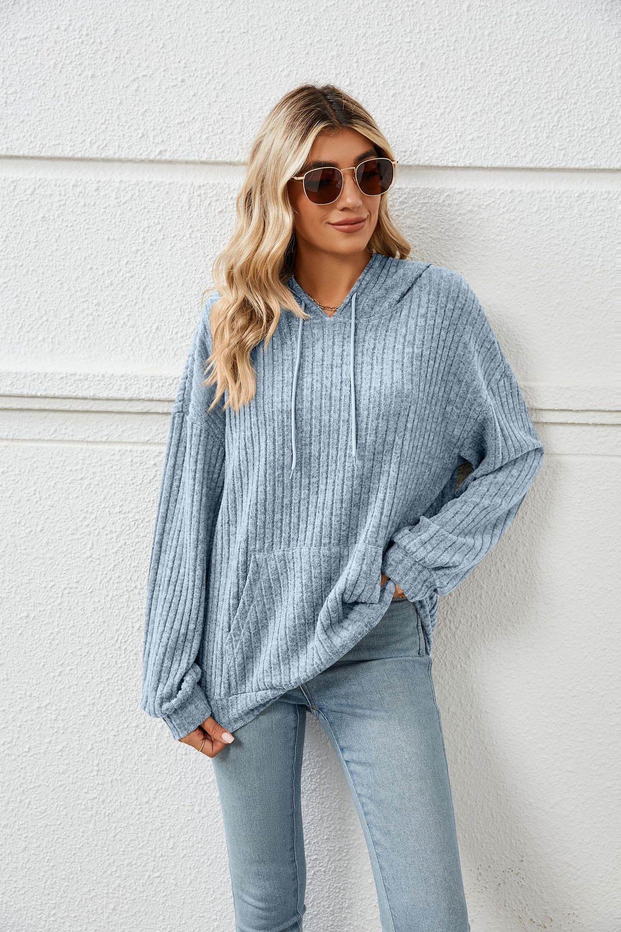 Hooded Ribbed Jumper