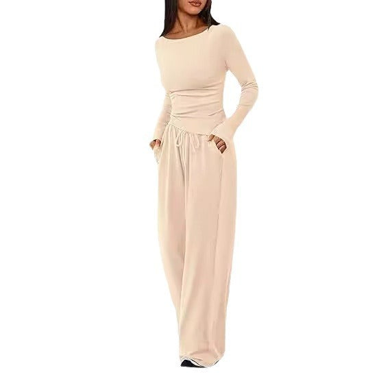 2PCS Long Sleeve, wide leg loungewear