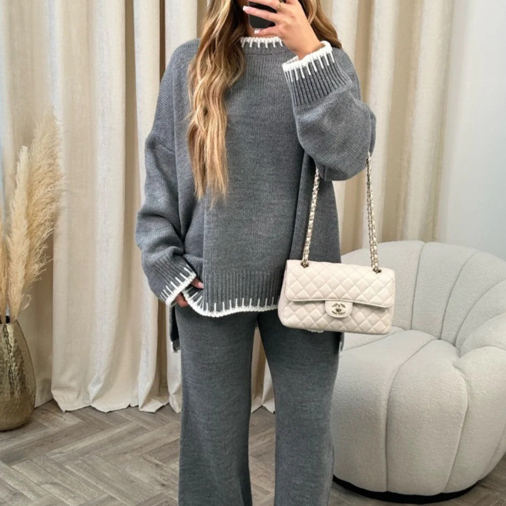 Knitted Chic Jumper and Wide Leg Loungewear Set