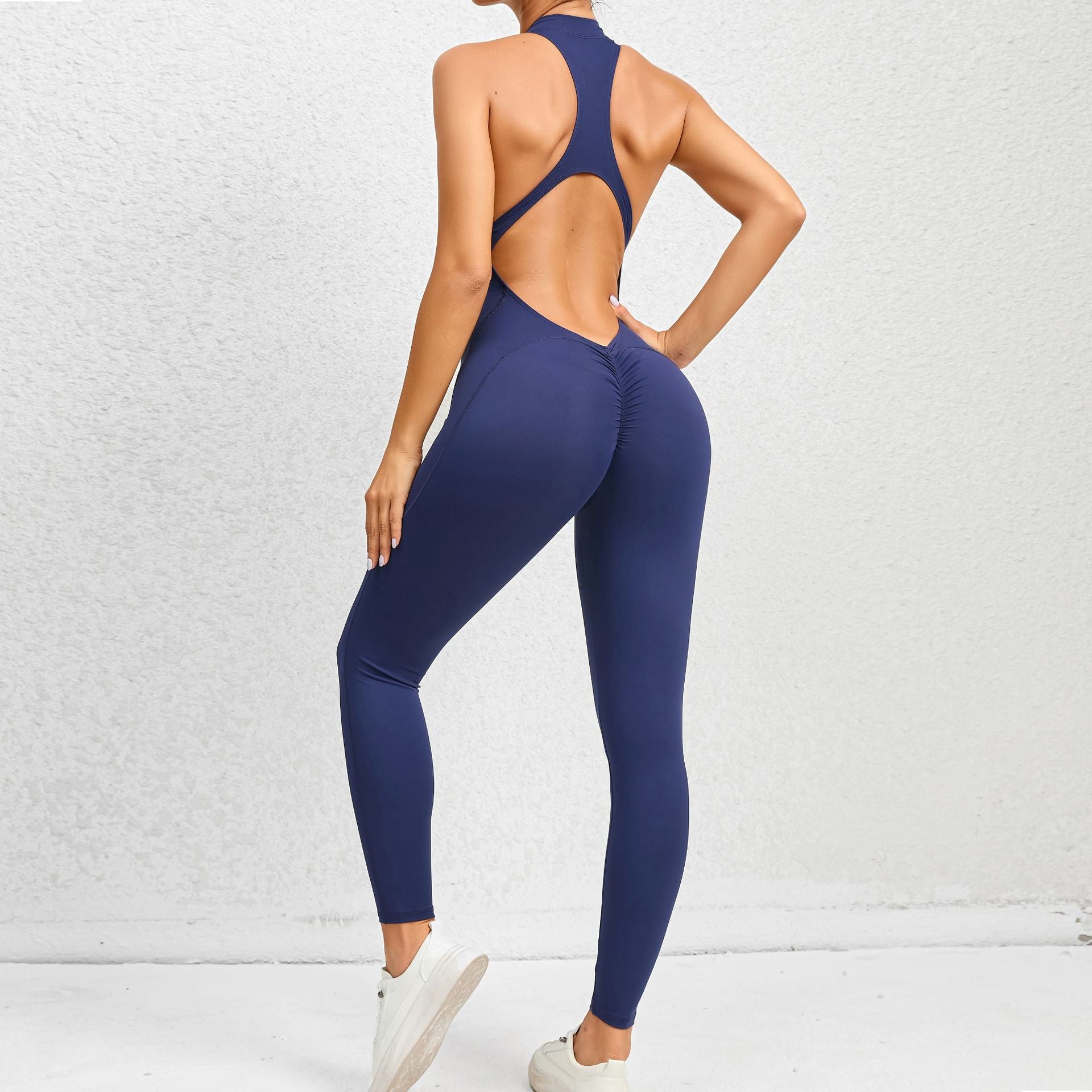 1/2 Zip Yoga/Workout Bum-Lifting Jumpsuit