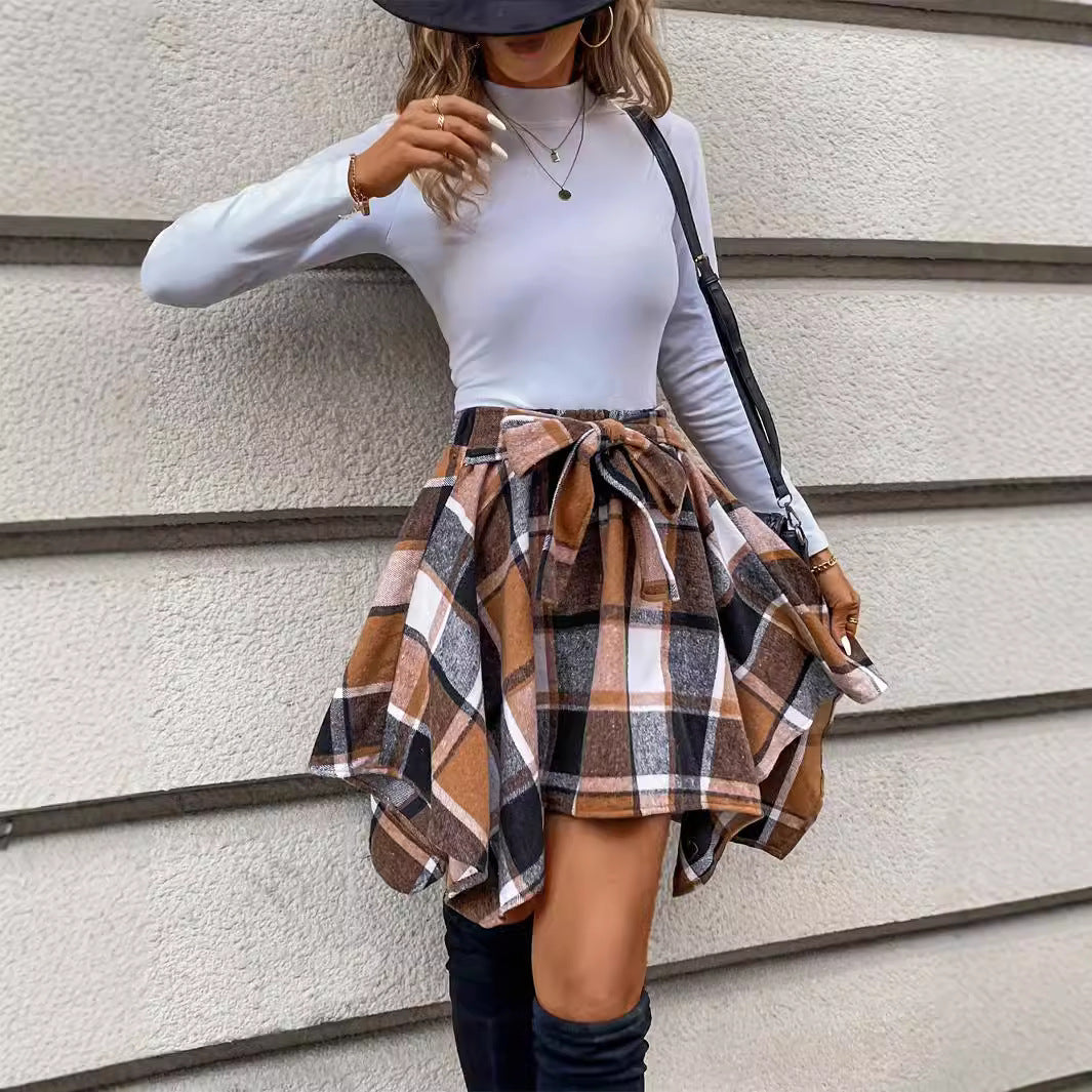 Tartan, Plaid Belt Skater Style, Bow Short Skirt