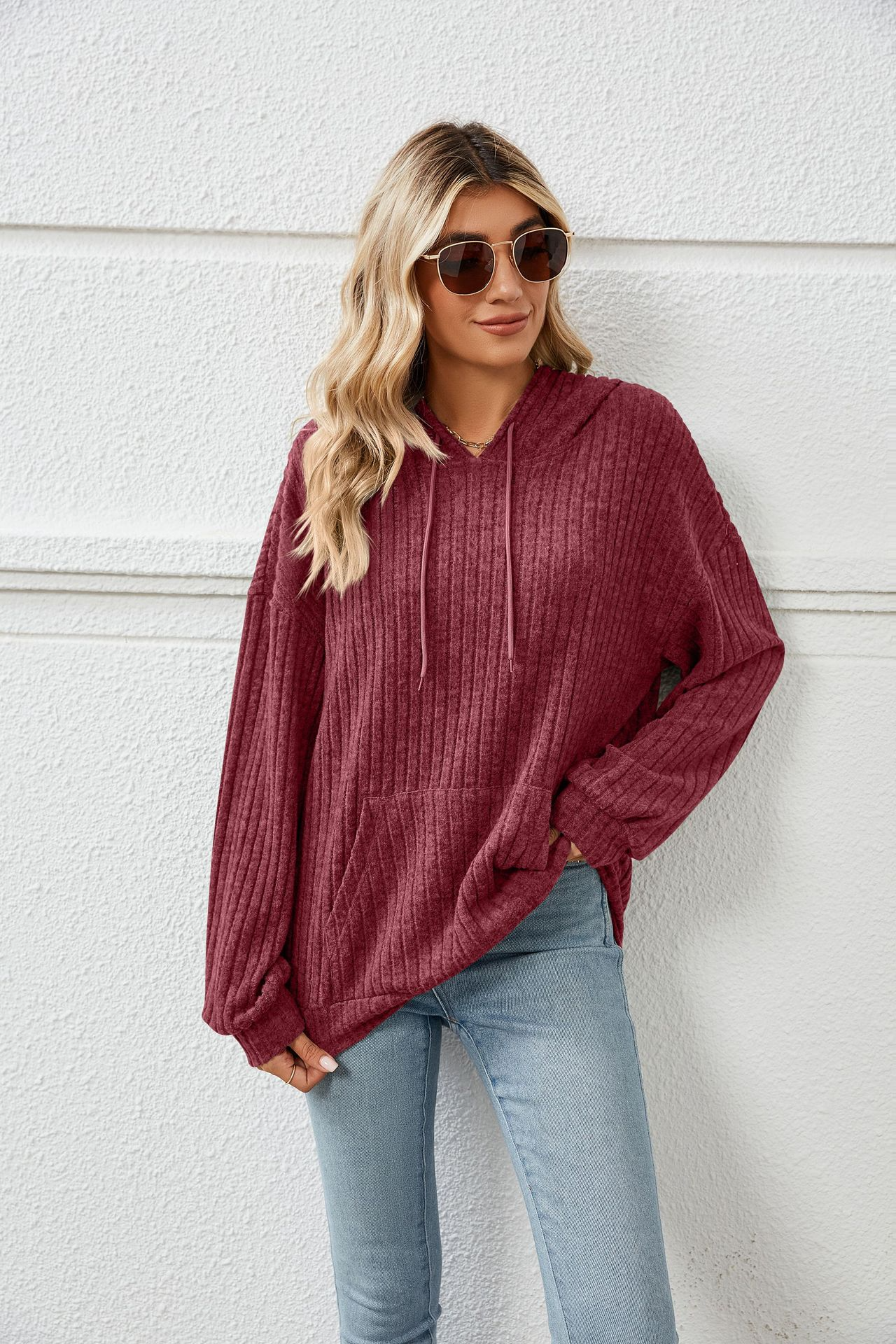 Hooded Ribbed Jumper