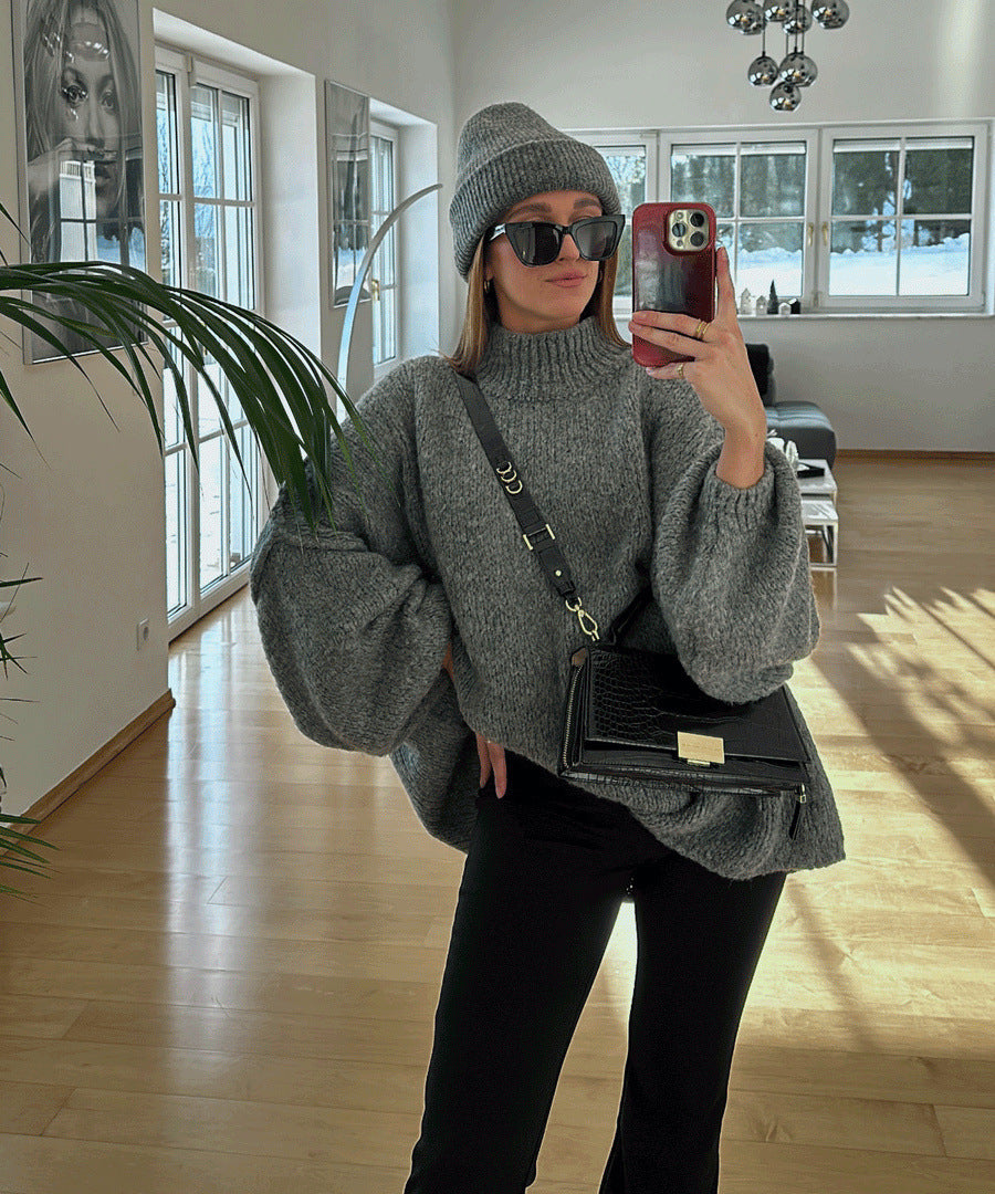 Oversize high neck jumper