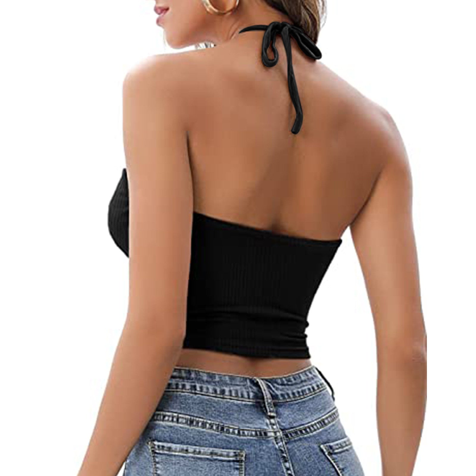 Peephole Halter Crop Top