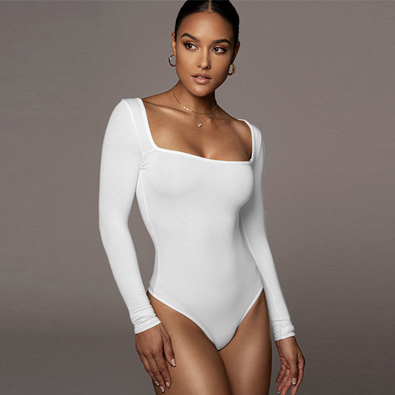 Shaping long sleeve square-neck bodysuit