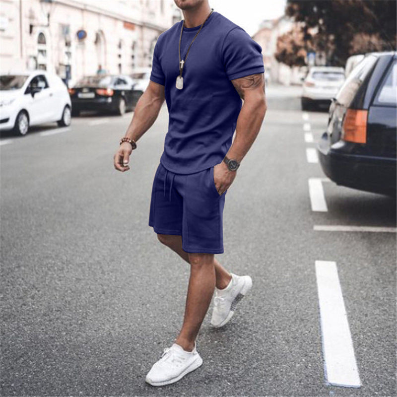 Mens 2pcs Sweat Short and T-shirt