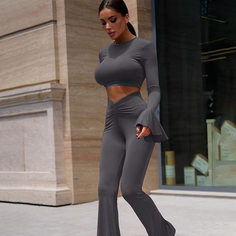 2pcs long sleeve flare co-ord