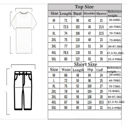 Mens 2pcs Sweat Short and T-shirt