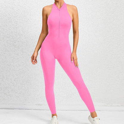1/2 Zip Yoga/Workout Bum-Lifting Jumpsuit