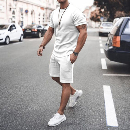Mens 2pcs Sweat Short and T-shirt