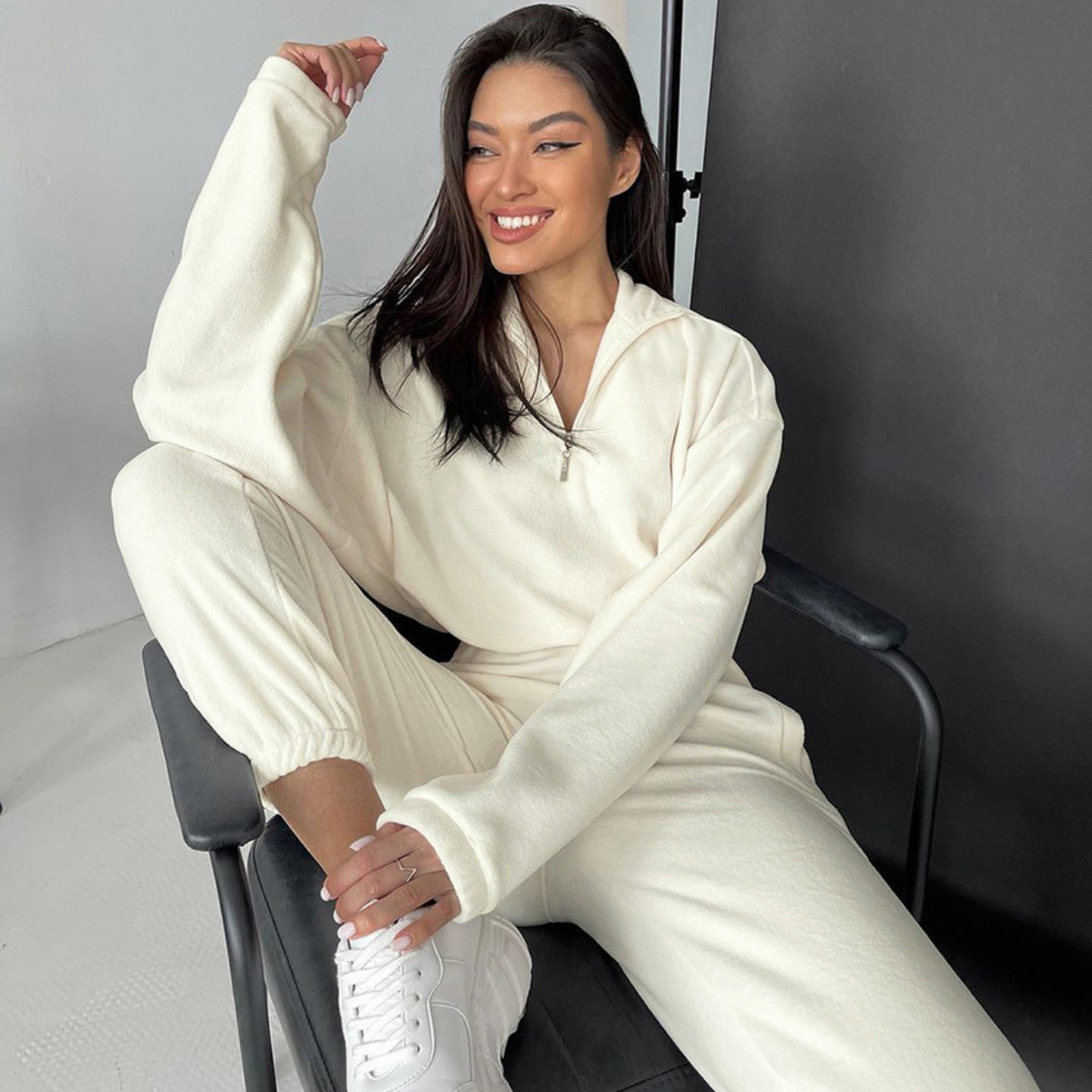 Fleece Style Sweatshirt &amp; Jogger 2Pcs