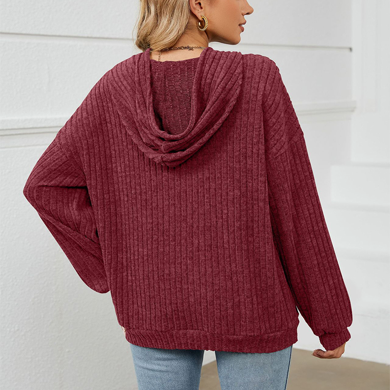 Hooded Ribbed Jumper