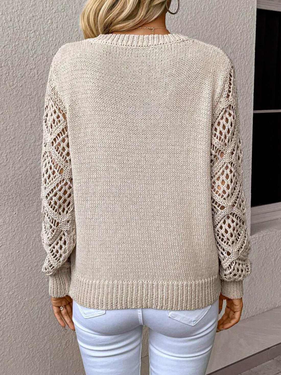 V-neck Open Knit Jumper