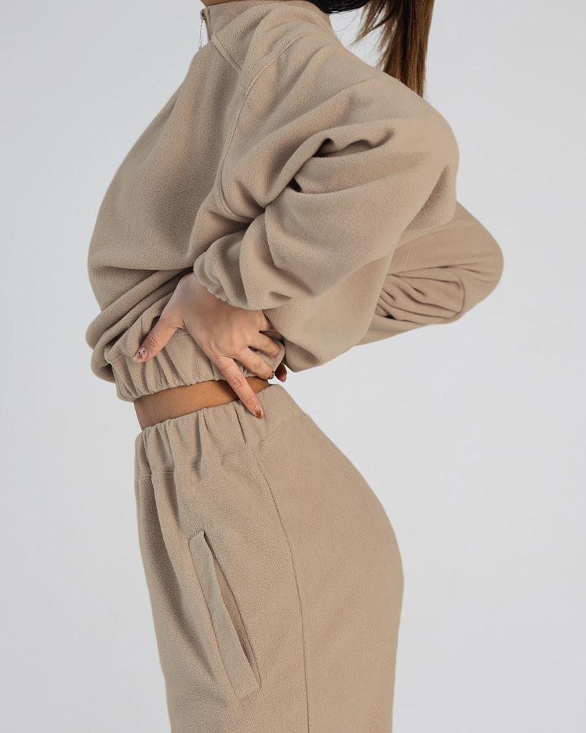 Fleece Style Sweatshirt &amp; Jogger 2Pcs