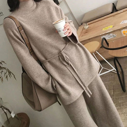 2PCS belted knit co-ord