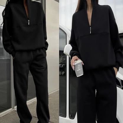 Cosy 2pcs 1/2 Zip Sweatshirt And Joggers Set