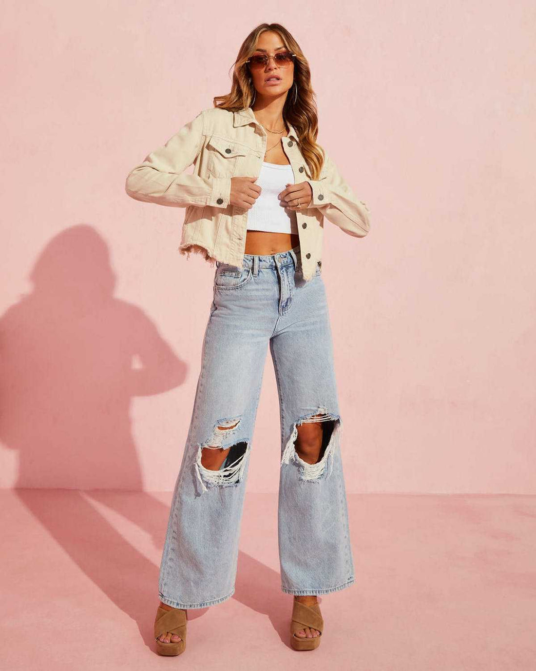 Ripped Straight Leg Jean