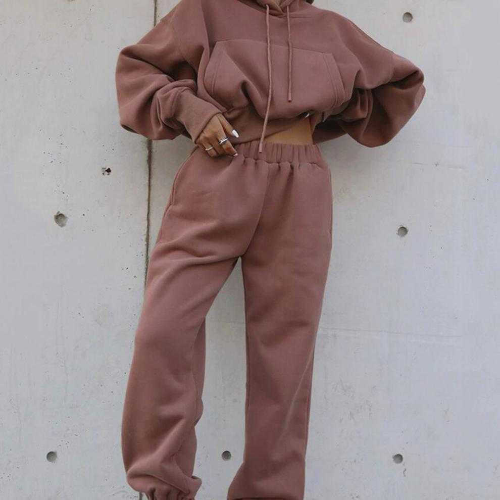 Hooded Sweatshirt and Sweatpants Loungewear Set