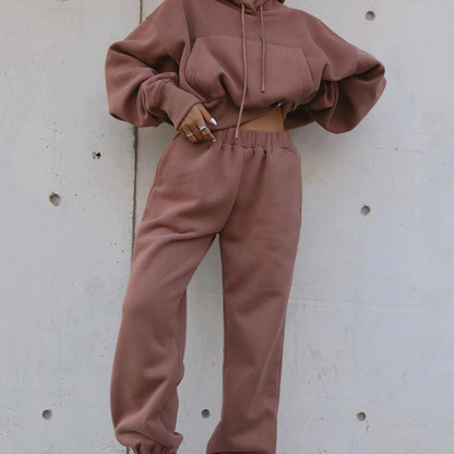 Hooded Sweatshirt and Sweatpants Loungewear Set