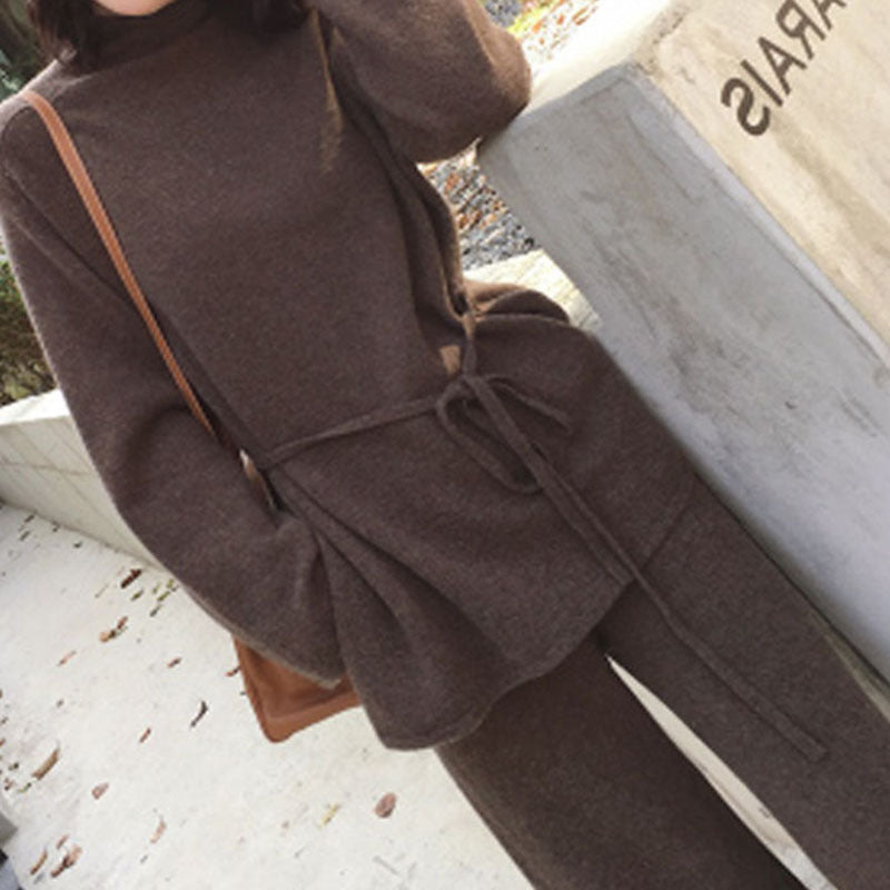 2PCS belted knit co-ord