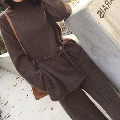 2PCS belted knit co-ord