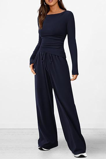 2PCS Long Sleeve, wide leg loungewear