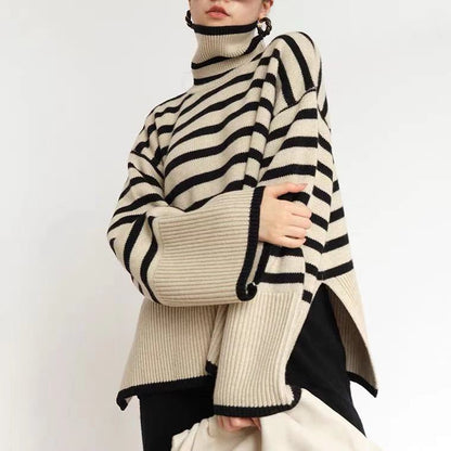 Oversize Stripe High Neck Jumper