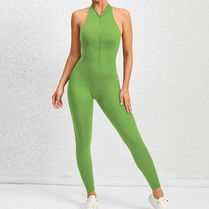 1/2 Zip Yoga/Workout Bum-Lifting Jumpsuit