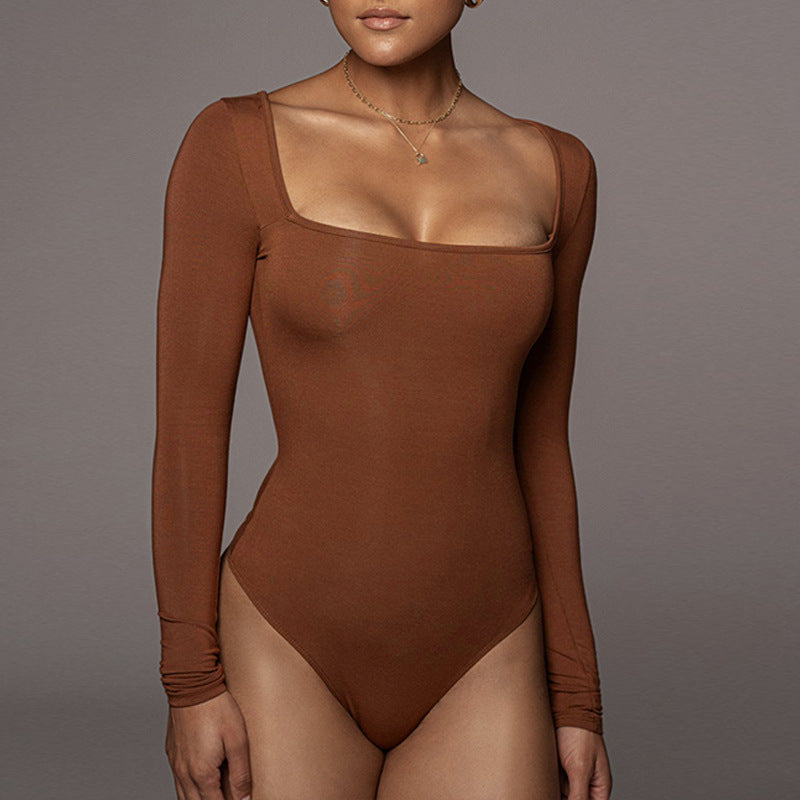 Shaping long sleeve square-neck bodysuit