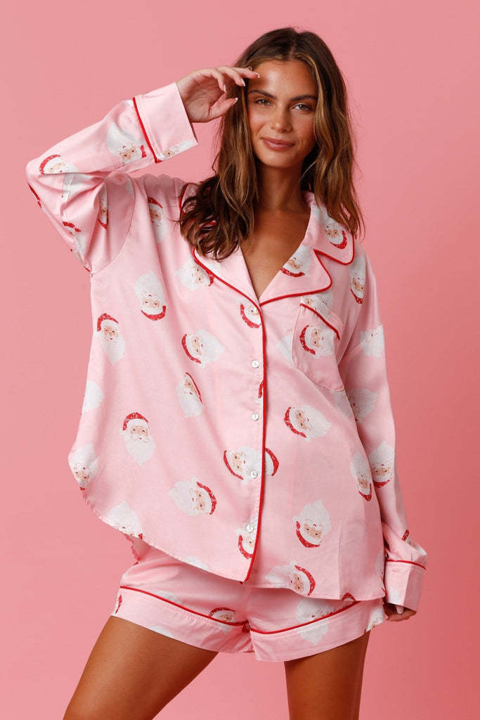 Satin Shortie Printed Christmas Pyjamas