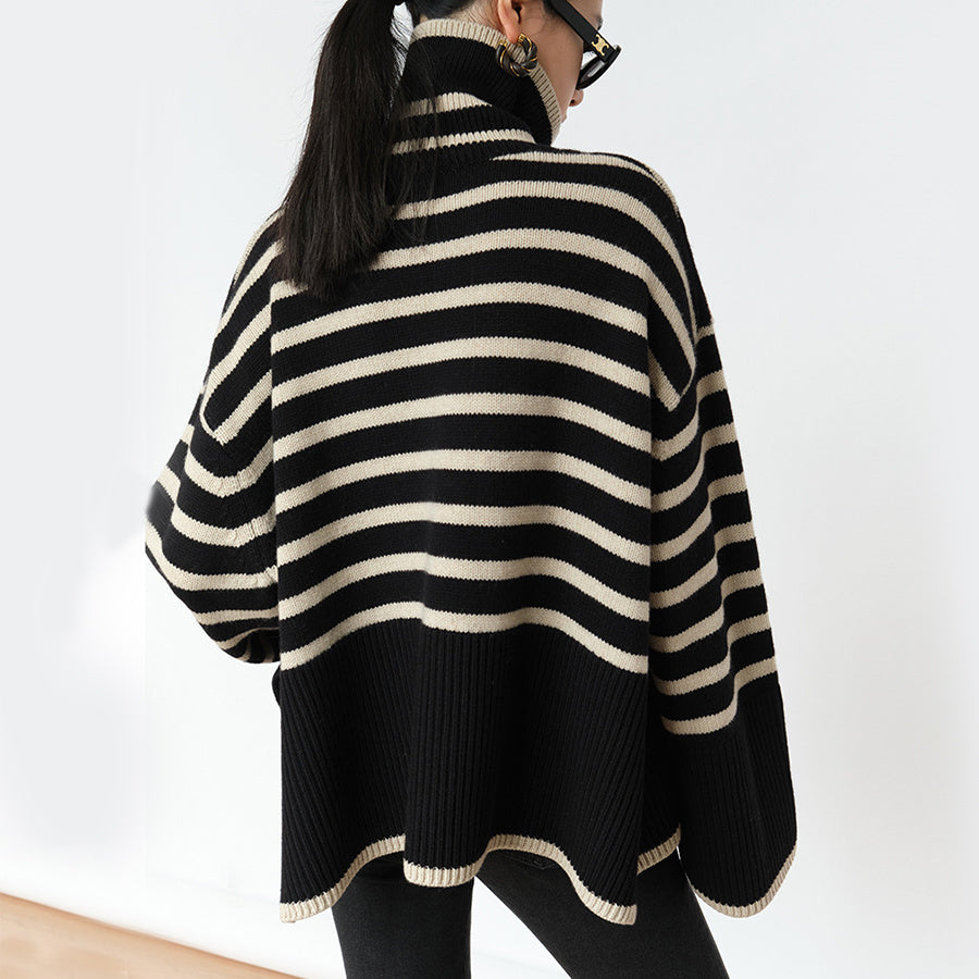 Oversize Stripe High Neck Jumper