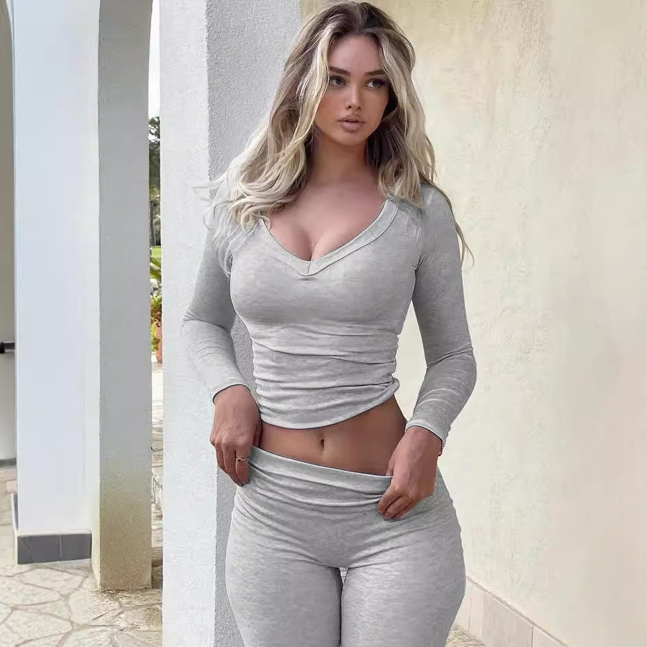 2PCS Yoga style legging long sleeve set