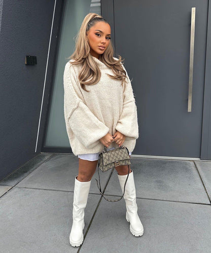 Oversize high neck jumper
