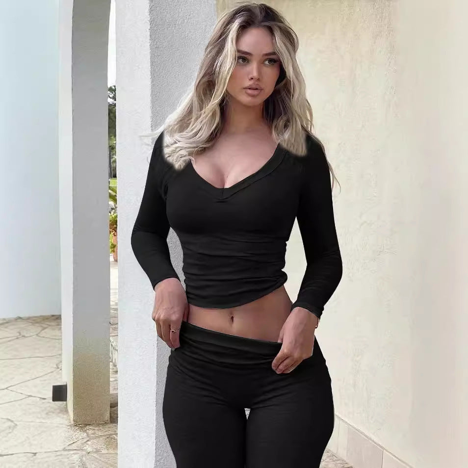 2PCS Yoga style legging long sleeve set