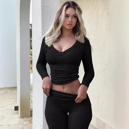 2PCS Yoga style legging long sleeve set